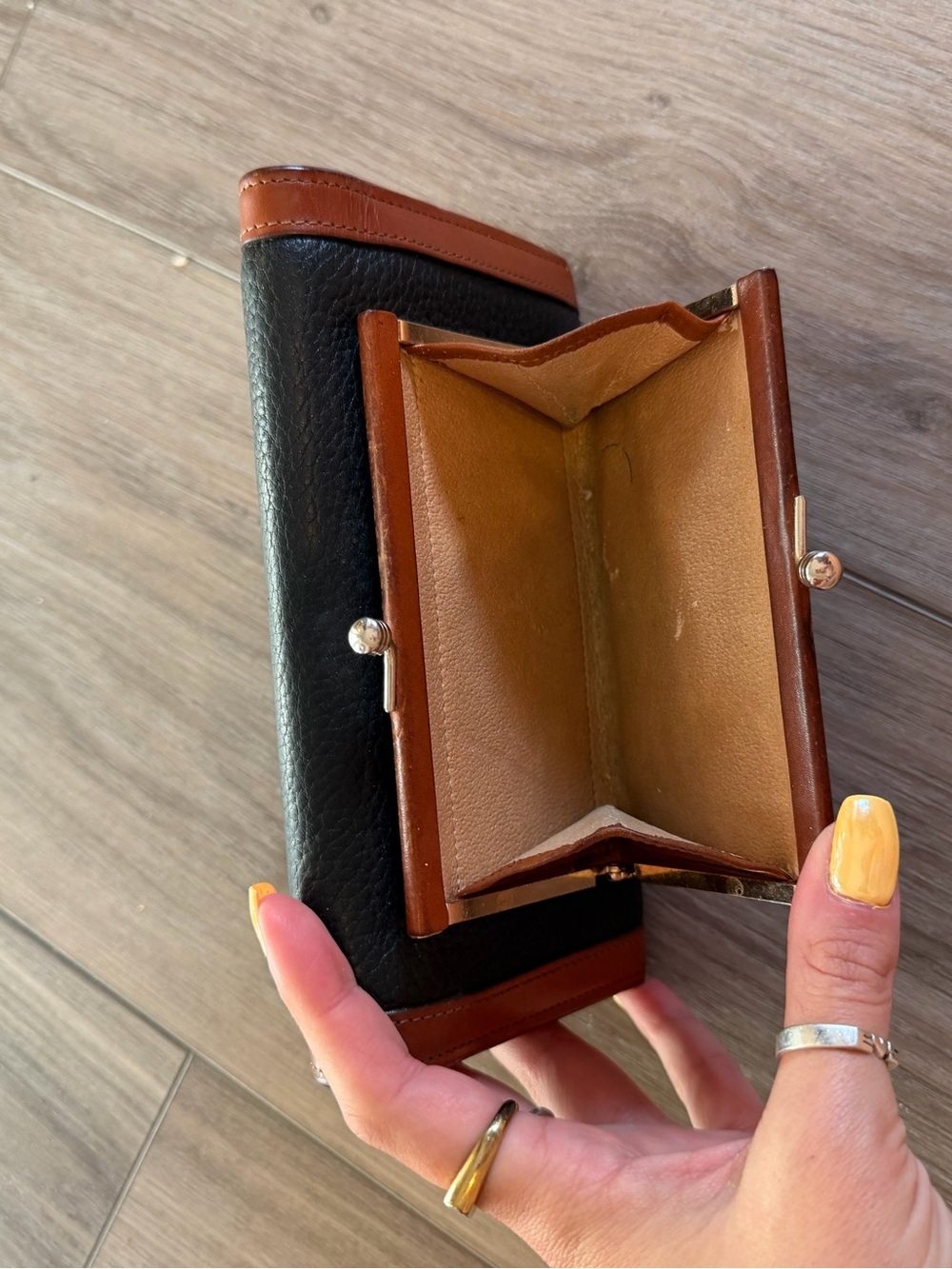 Dooney and Bourke Black and Brown Leather Wallet - Picture 5 of 10
